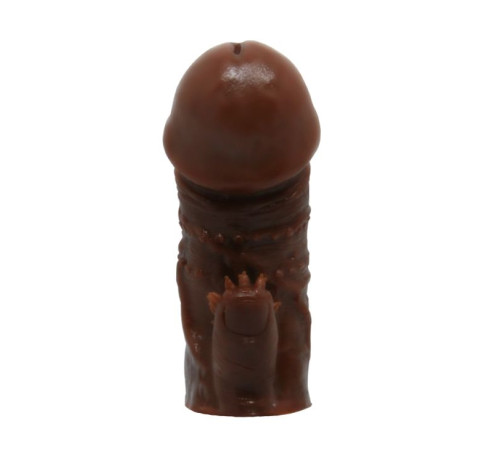 Коричневая насадка на пенис - 11,5 см.