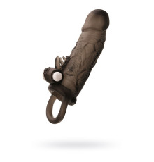 Чёрная насадка на пенис Toyfa XLover с вибрацией