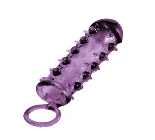 Закрытая фиолетовая насадка с пупырышками SAMURAI PENIS SLEEVE PURPLE - 14,5 см.