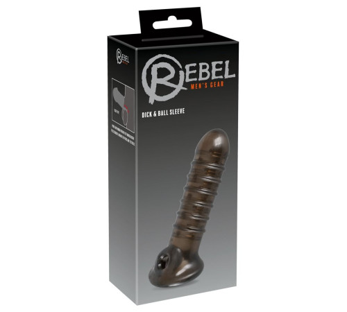 Насадка на пенис Rebel smoke с рёбрышками и отверстием под мошонку