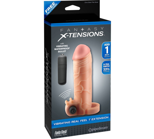 Телесная вибронасадка с кольцом Vibrating Real Feel 1 Extension - 14 см. Телесная вибронасадка с кольцом Vibrating Real Feel 1 Extension - 14 см.