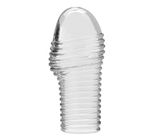 Прозрачная насадка на пенис с ребрышками Hoytt - 9 см.