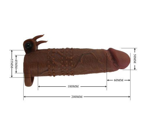 Коричневая насадка на пенис Quillon - 20 см.