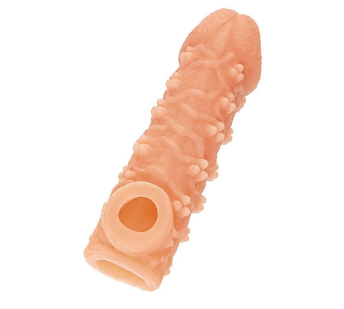 Телесная закрытая насадка с пучками шишечек Cock Sleeve 009 Size L - 17,6 см.