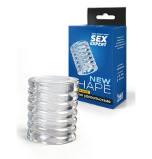 Прозрачная сквозная насадка на пенис с ребрышками