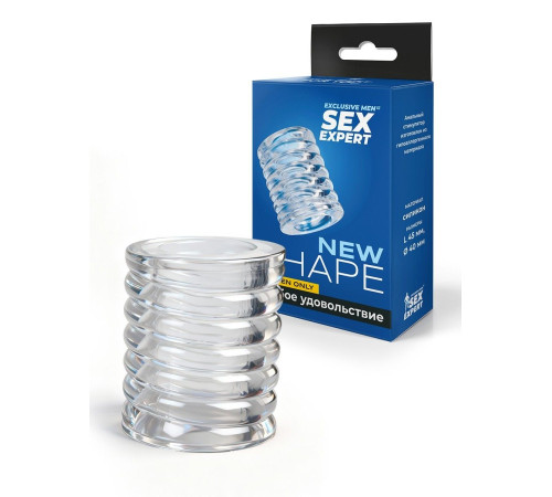 Прозрачная сквозная насадка на пенис с ребрышками