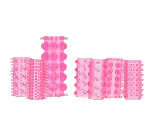 Набор из 7 розовых насадок на пенис ONE-A-DAY PENIS SLEEVES PINK
