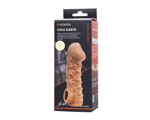 Заказать Телесная закрытая насадка с пучками шишечек Cock Sleeve 009 Size M - 15,6 см.