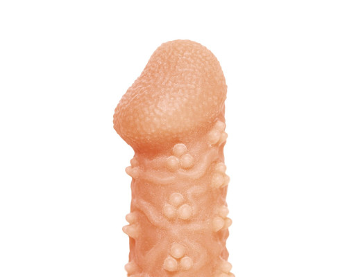 Заказать Телесная закрытая насадка с пучками шишечек Cock Sleeve 009 Size M - 15,6 см.