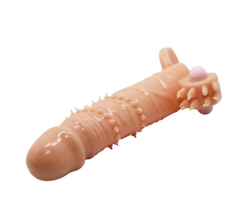Телесная удлиняющая вибронасадка Penis Sleeve Connor - 17 см.