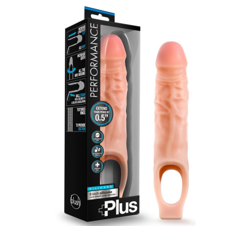 Телесный реалистичный фаллоудлинитель 9 Inch Silicone Cock Sheath Penis Extender - 22,86 см.