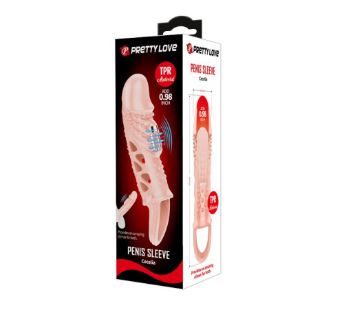 Телесная насадка с вибрацией Cecelia - 18,5 см.