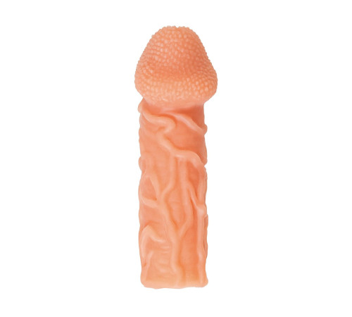 Телесная закрытая насадка с венками Cock Sleeve 006 Size L - 17,6 см.