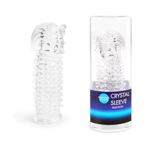 Закрытая прозрачная насадка на пенис Crystal Sleeve Faraon - 13,5 см.