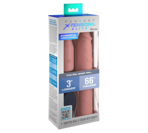 Телесная вибронасадка на член 3 Vibrating Mega X-tension with Remote - 22,9 см. Телесная вибронасадка на член 3 Vibrating Mega X-tension with Remote - 22,9 см.