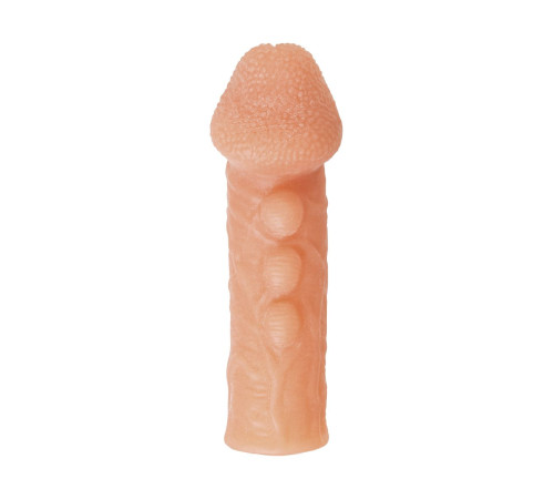 Телесная закрытая насадка с шишечками Cock Sleeve 008 Size M - 15,6 см.