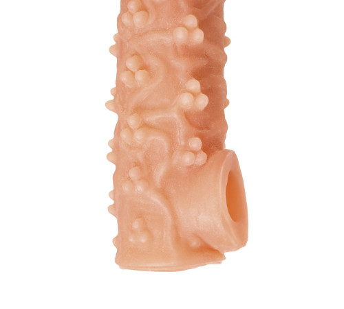 Телесная закрытая насадка с пучками шишечек Cock Sleeve 009 Size S - 13,8 см.