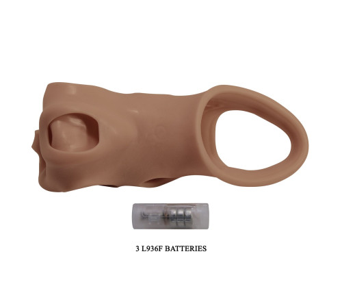 Карамельная удлиняющая насадка на пенис с вибрацией