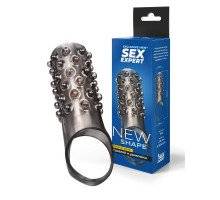 Дымчатая насадка на пенис с выпуклостями - 12 см.