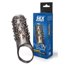 Дымчатая насадка на пенис с выпуклостями - 12 см.