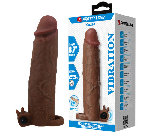 Коричневая насадка на пенис Xerxes - 22 см.
