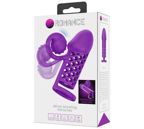 Фиолетовая вибронасадка с клиторальным отростком Harden