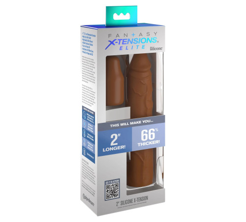 Коричневая насадка на член 2 Silicone X-tension - 20,3 см. Коричневая насадка на член 2 Silicone X-tension - 20,3 см.