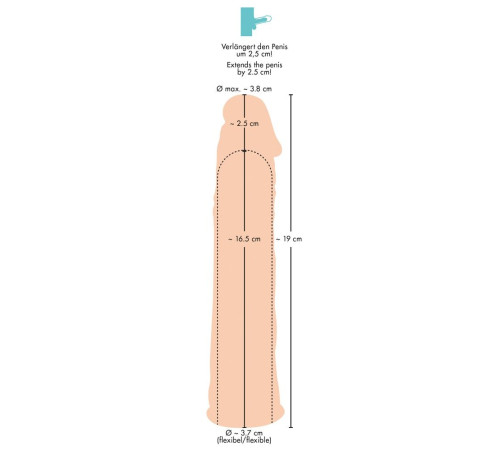 Телесная насадка-удлинитель Silicone Extension - 19 см.