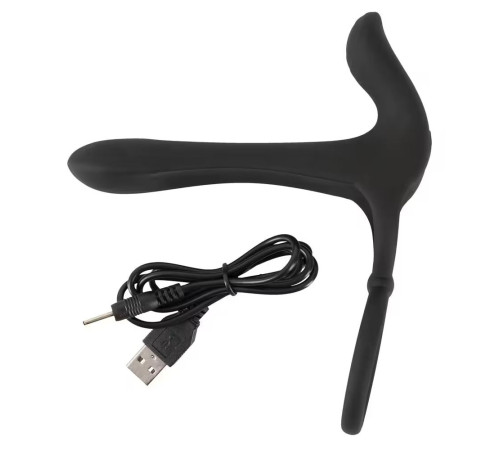 Черная насадка на член с вибрацией Couple’s Vibrator