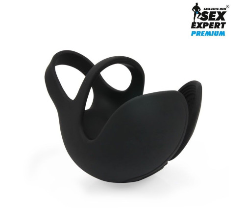 Черная вибронасадка на пенис и мошонку Sex Expert
