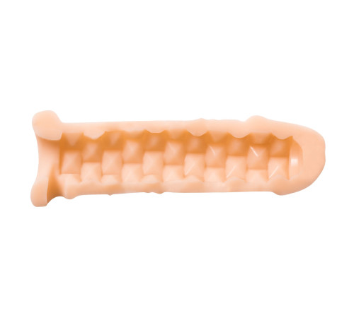 Телесный фаллоудлинитель Extra Size Bubbles - 15,5 см.