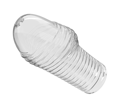 Прозрачная насадка на пенис с ребрышками Hoytt - 9 см.