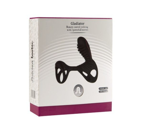 Чёрная насадка на фаллос Gladiator + LRS  с трехкнопочным пультом управления