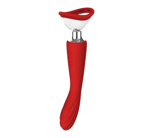 Красный двойной стимулятор Georgia - вибратор и вакуумная помпа