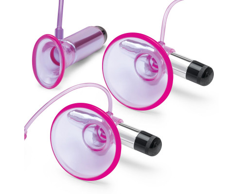 Заказать Фиолетовая вибропомпа для клитора и сосков Vibrating Nipple Suckers with Clitoral Pump and Quick Release
