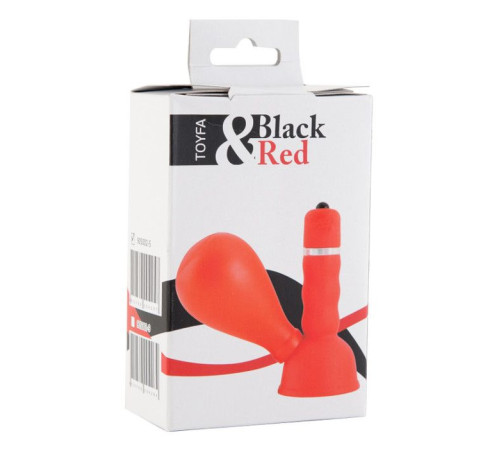 Красный вибратор с грушей на сосок