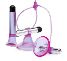 Фиолетовая вибропомпа для клитора и сосков Vibrating Nipple Suckers with Clitoral Pump and Quick Release
