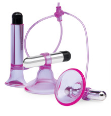 Фиолетовая вибропомпа для клитора и сосков Vibrating Nipple Suckers with Clitoral Pump and Quick Release
