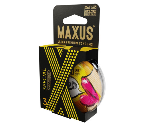 Презервативы с точками и рёбрами в пластиковом кейсе MAXUS AIR Special - 3 шт.