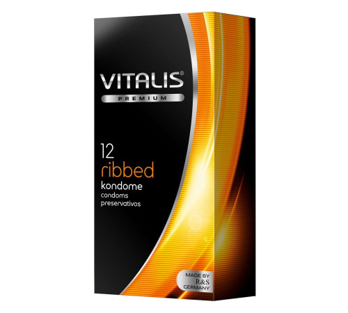 Ребристые презервативы VITALIS PREMIUM ribbed - 12 шт.