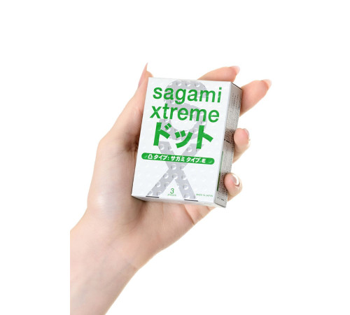 Презервативы Sagami Xtreme Type-E с точками - 3 шт.