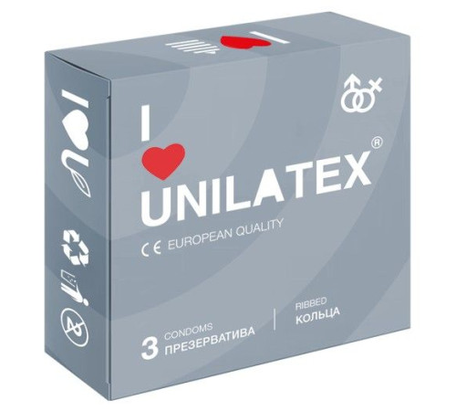 Презервативы с рёбрами Unilatex Ribbed - 3 шт.