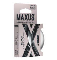 Черные утолщенные презервативы MAXUS Extra Strong с железным кейсом - 3 шт.