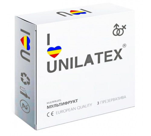 Разноцветные ароматизированные презервативы Unilatex Multifruits - 3 шт.