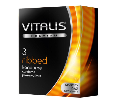 Ребристые презервативы VITALIS PREMIUM ribbed - 3 шт.