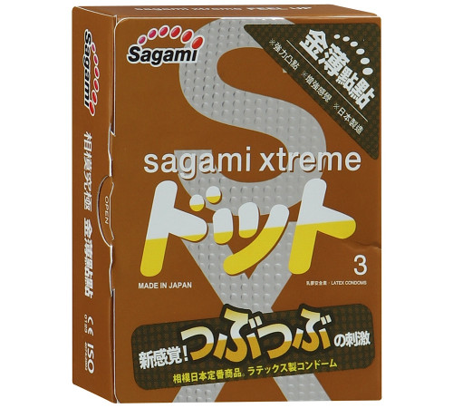 Презервативы Sagami Xtreme Feel Up с точечной текстурой и линиями прилегания - 3 шт. Презервативы Sagami Xtreme Feel Up с точечной текстурой и линиями прилегания - 3 шт.