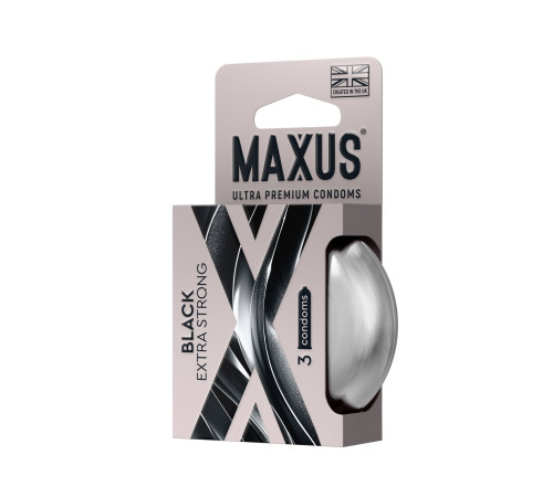 Черные утолщенные презервативы MAXUS Extra Strong с железным кейсом - 3 шт.