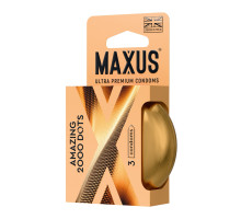 Точечные презервативы MAXUS 2000 Amazing Dots с железным кейсом - 3 шт.