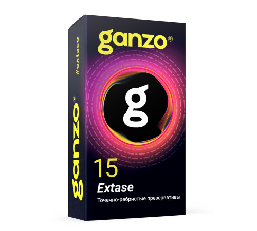 Презервативы анатомической формы с точечной и ребристой структурой Ganzo Extase - 15 шт.