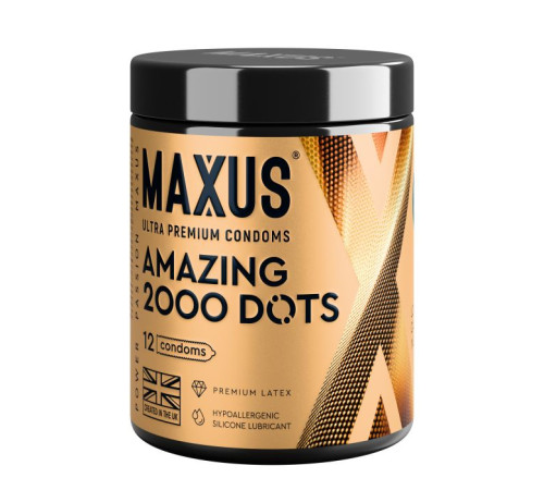 Точечные презервативы MAXUS 2000 Amazing Dots с железным кейсом - 12 шт.